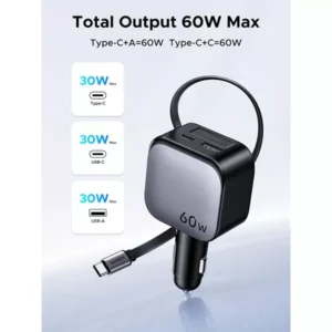 UGREEN Nexode Car Charger 60W with Retractable USB-C Cable