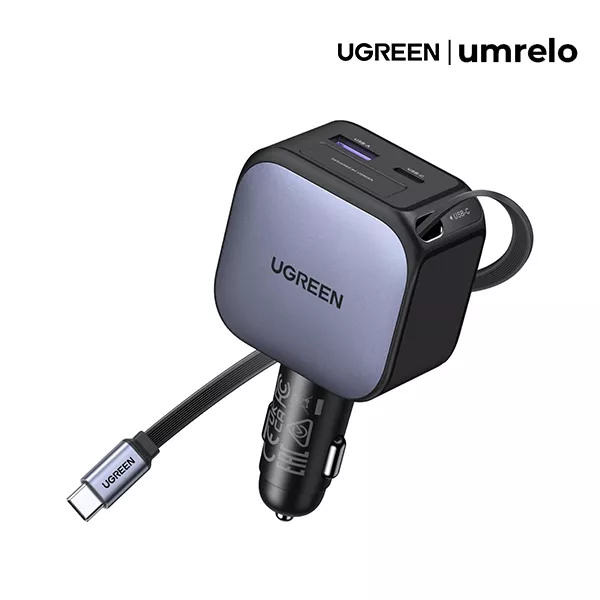 Car Charger 90W with Retractable USB-C Cable