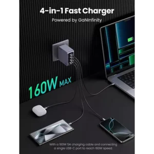 UGREEN Nexode Pro X763 160W 4-Port GaN Fast Charger Set (US Plug) - Image 3