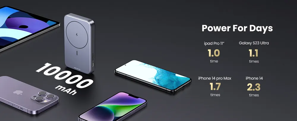 UGREEN PB206 22.5W 10000mAh Foldable Kickstand Magnetic Wireless Power Bank