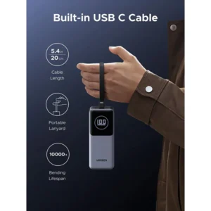 UGREEN PB723 130W 20000mAh Power Bank with Built-in Cable (55365B) - Image 6