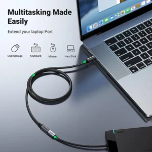 UGREEN US372 USB-C Male to Female Gen2 5A Braided Cable (80810)
