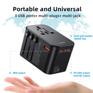 USAMS US-CC199 T62 65W PD Universal Travel Adapter
