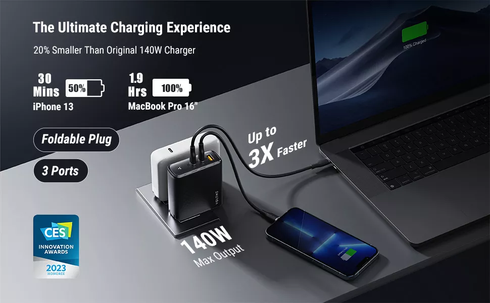 VOLTME Revo 140W PD3.1 3-Port GaN Wall Charger