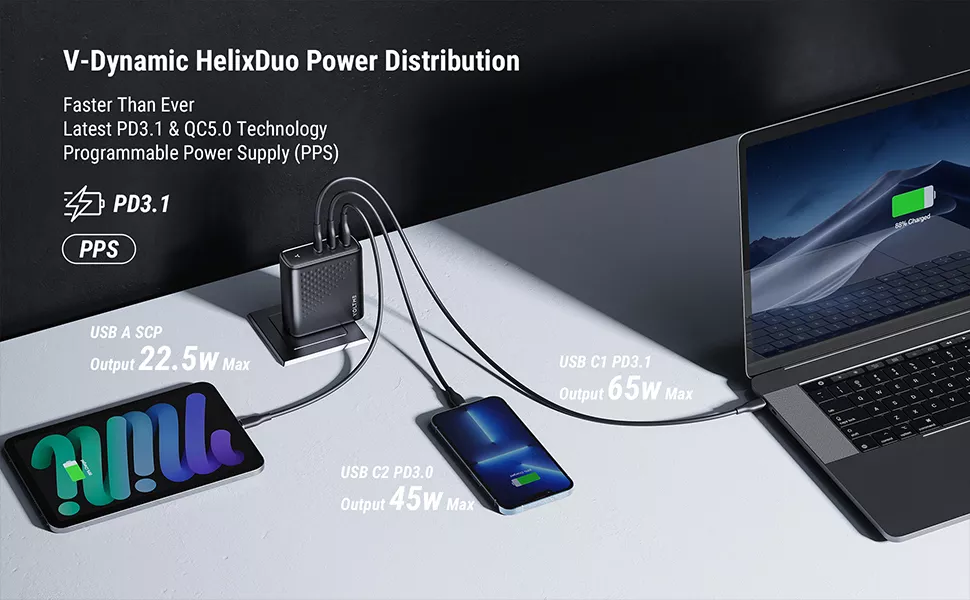 VOLTME Revo 140W PD3.1 3-Port GaN Wall Charger