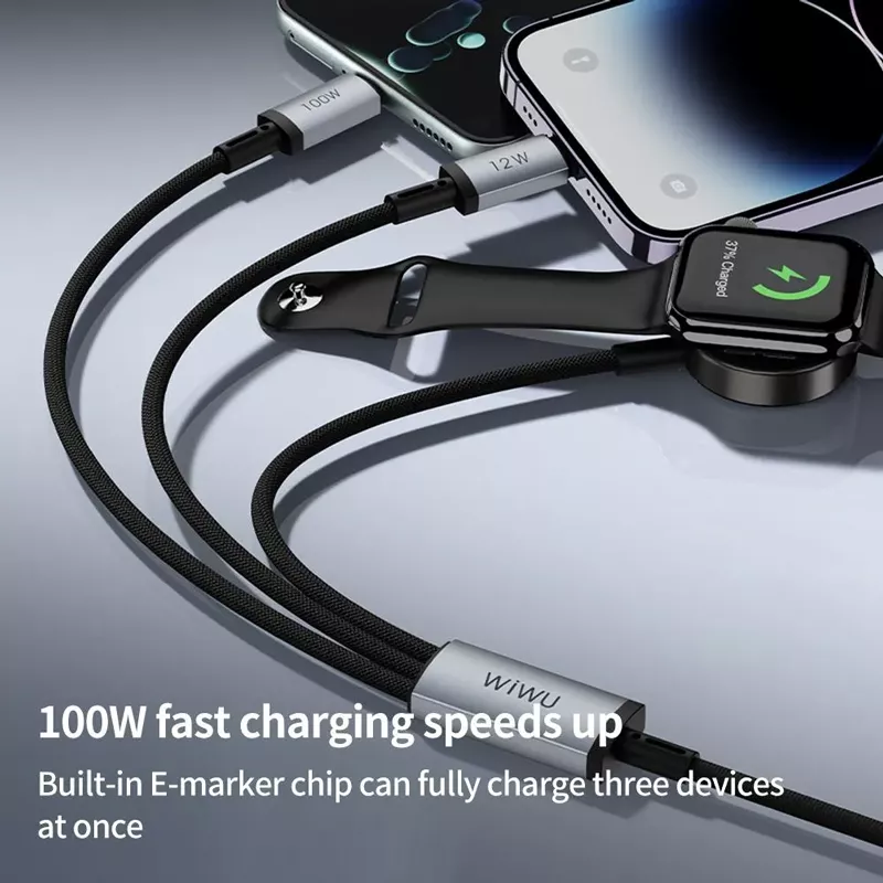 WiWU Wi-C050 Legend Series 100W 3-in-2 Fast Charging Cable