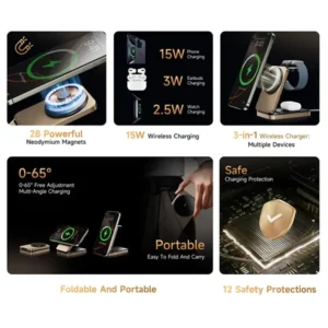 WiWU Wi-W038 3-in-1 Magnetic Wireless Charging Station - Image 6