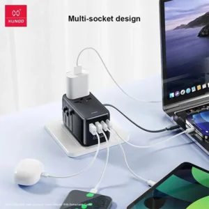 XUNDD XDCH-090 65W GaN Universal Travel Adapter Built-in USB C Cable