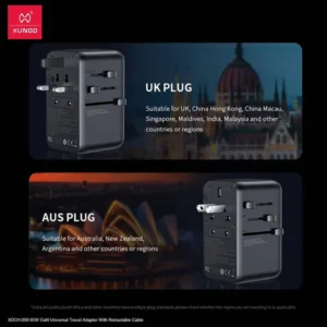XUNDD XDCH-090 65W GaN Universal Travel Adapter Built-in USB C Cable - Image 5