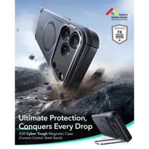 ESR iPhone 17 Pro / iPhone 17 Pro Max Cyber Tough Magnetic Case (Camera Control, Stash Stand) - Image 4