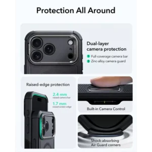 ESR iPhone 17 Pro iPhone 17 Pro Max Cyber Tough Magnetic Case (Camera Control, Stash Stand) 1