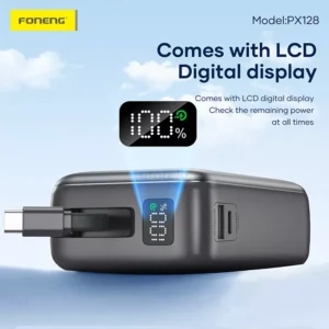 FONENG PX128 30000mAh 65W Power Bank with built-in Type-C Cables