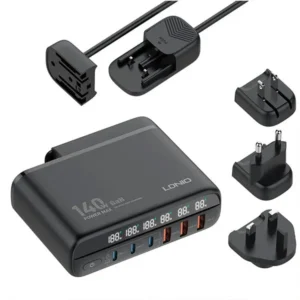 LDNIO A6140C 6 Ports 140W GaN Super Fast LED display Desktop Charger
