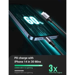UGREEN US304 MFi Braided PD USB-C to Lightning Cable (2M)