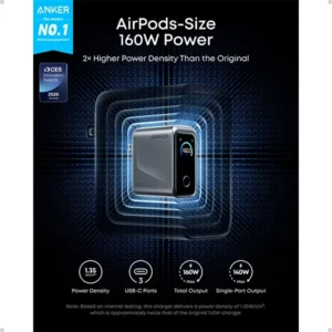 Anker Prime Charger (160W, 3 Ports, Smart Display)