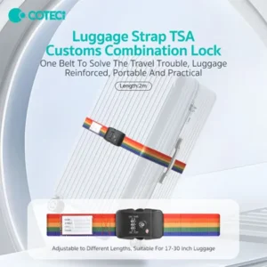 COTECi TR-004 Luggage Strap TSA Approved Suitcase Strap with Lock