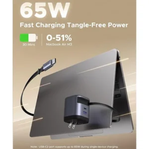 UGREEN 65W GaN Charger with Retractable USB C Cable 55897 - X605