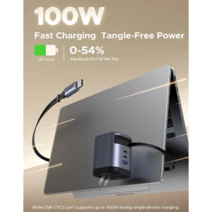 UGREEN Nexode 100W GaN Charger with Retractable USB C Cable - Image 3