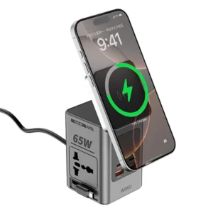 WiWU 65W GaN 8 in 1 Desktop Power Station Wireless Chager