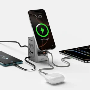 WiWU 65W GaN 8 in 1 Desktop Power Station Wireless Chager