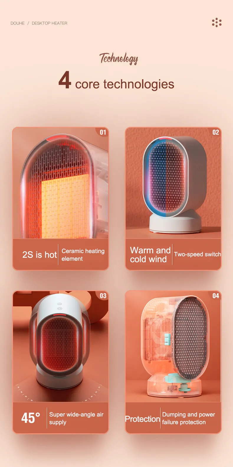 Xiaomi DOUHE 600W Warmer Electric Desktop Heater