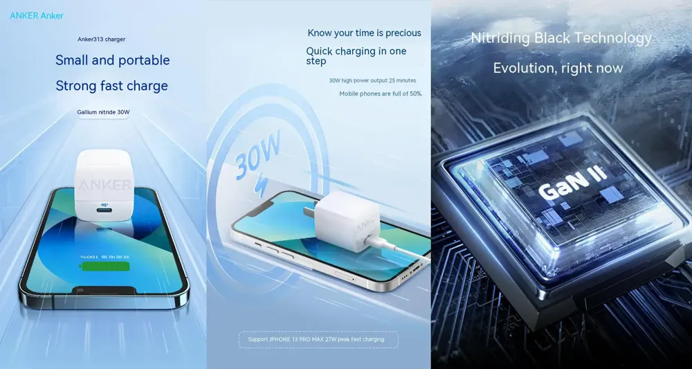 Anker 313 GaN 30W PIQ 3.0 GaN+PD Charger Combo