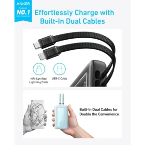 Anker Zolo Power Bank 20K Built-In USB-C and Lightning Cable (A1681)