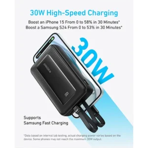 Anker Zolo Power Bank 20K Built-In USB-C and Lightning Cable (A1681)