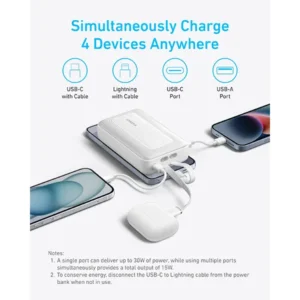 Anker Zolo Power Bank 20K Built-In USB-C and Lightning Cable (A1681)