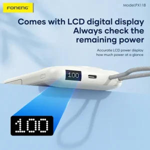 FONENG PX118 10000mAh 22.5W Magnetic Wireless Power Bank with Built-in Cable & Stand - Image 5