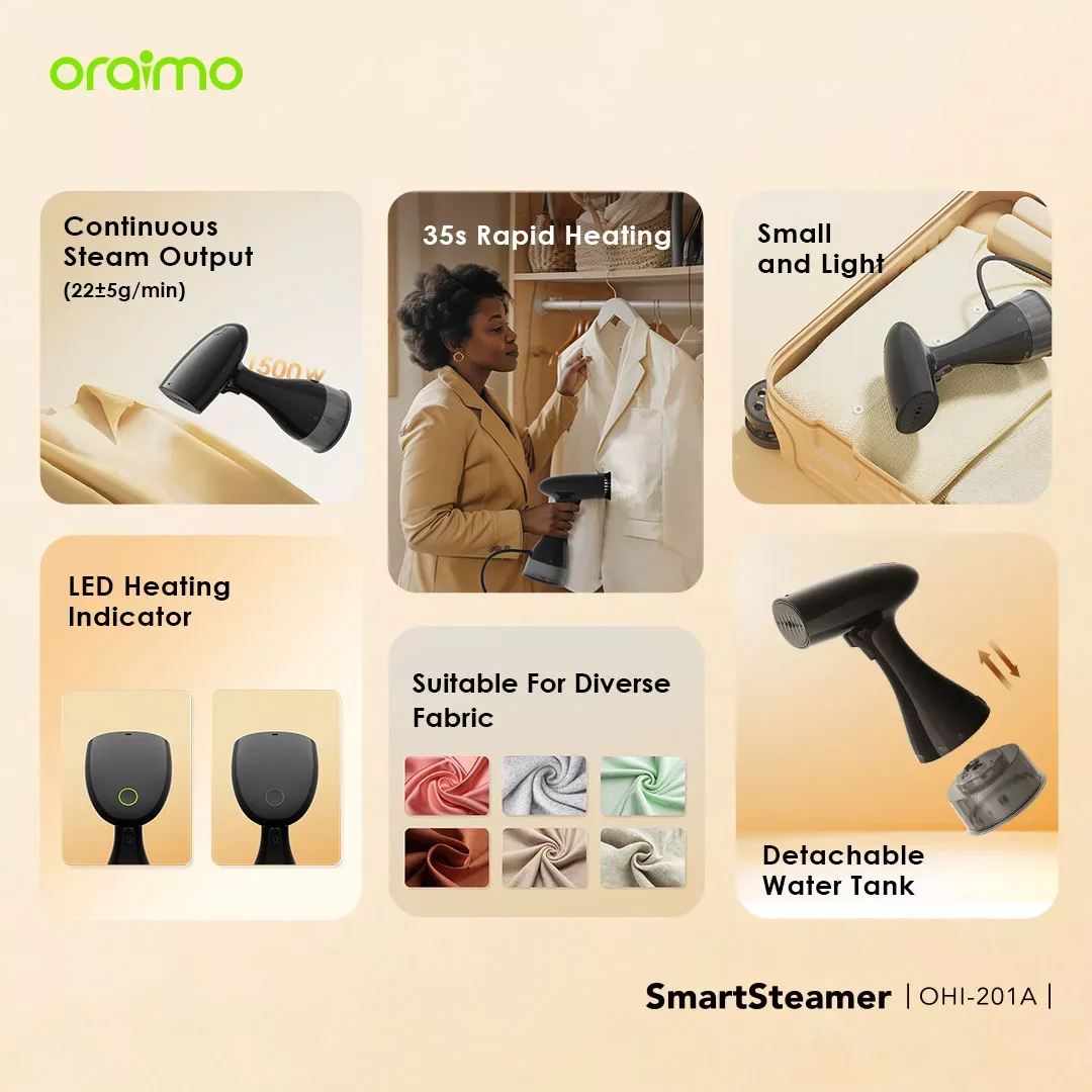 Oraimo SmartSteamer 1500W Handheld Garment Steamer