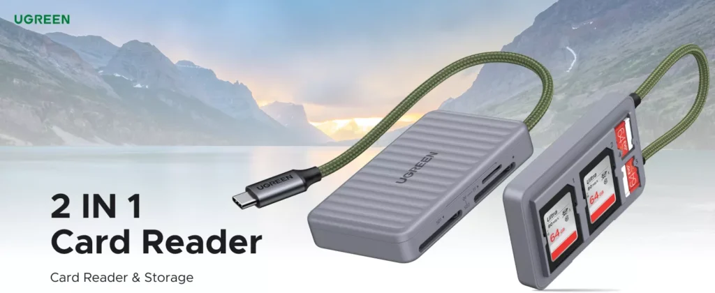 UGREEN CM868 USB-C 3.0 SD TF Card Reader with 4 Card Storage Slots (55886)