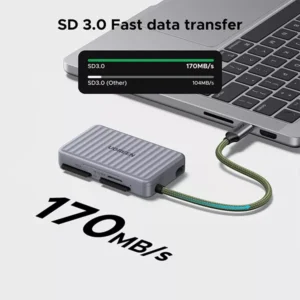 UGREEN CM868 USB-C 3.0 SD TF Card Reader with 4 Card Storage Slots (55886)