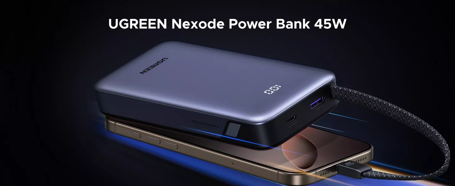 UGREEN PB536 Nexode 45W 20000mAh Power Bank with Built-in Cable