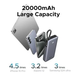 UGREEN PB536 Nexode 45W 20000mAh Power Bank with Built-in Cable