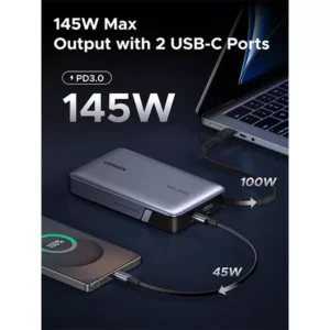 UGREEN PB551 Nexode 145W 20000mAh Power Bank with Built-in Cable (55992B) - Image 3