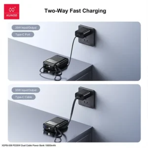 Compact power bank with dual cables