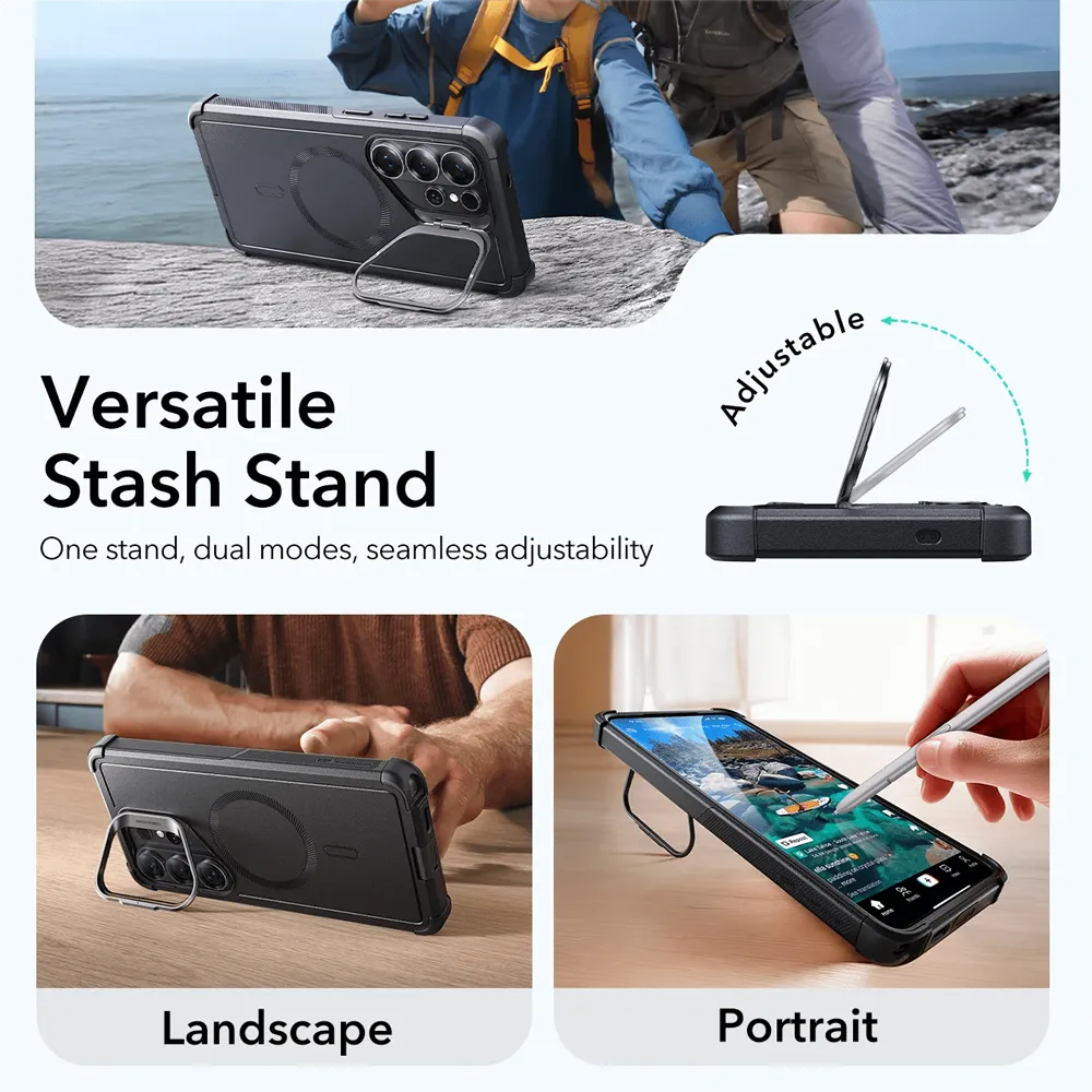ESR Samsung Galaxy S26 Ultra Cyber Tough MagSafe Case with Stash Stand