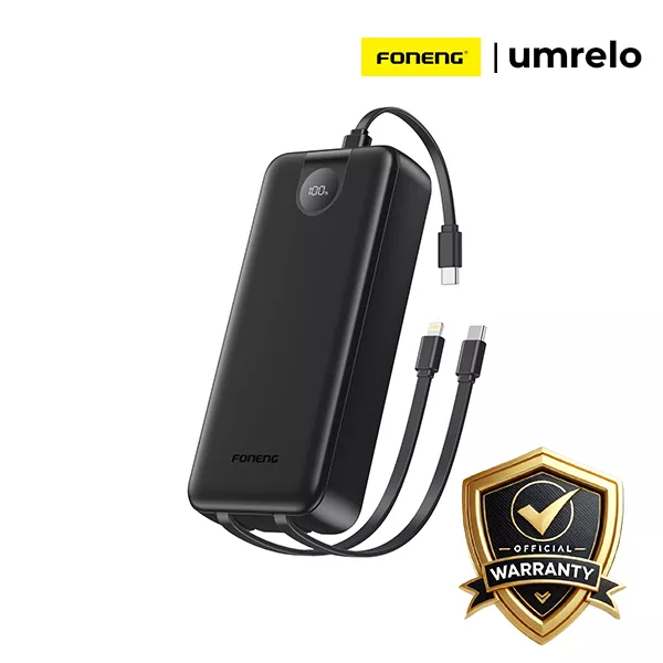 Foneng PX107 20000mAh 22.5W Power Bank with Built-In 3 Cables