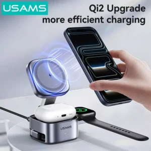 USAMS CD257 Qi2 3-in-1 Magnetic Wireless Charger - Image 3