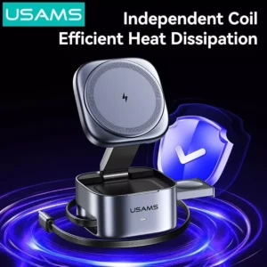 USAMS CD257 Qi2 3-in-1 Magnetic Wireless Charger - Image 5