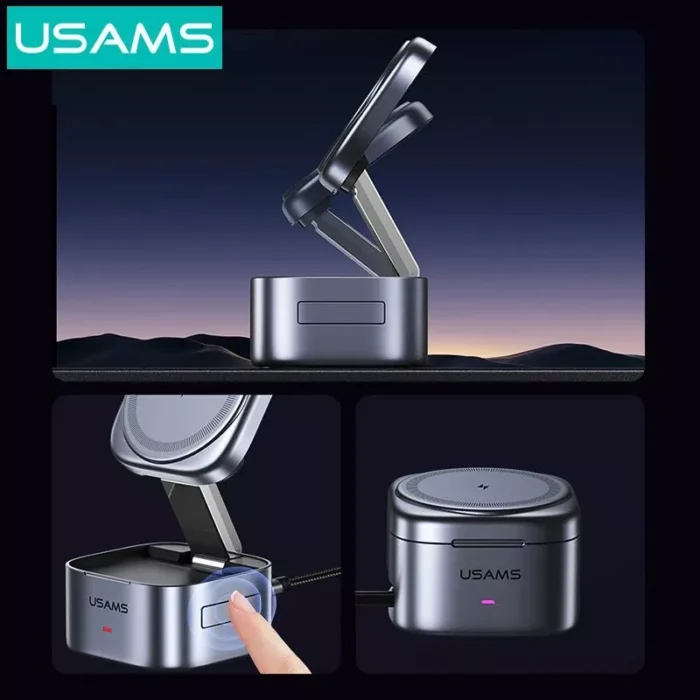 USAMS CD257 Qi2 3-in-1 Magnetic Wireless Charger