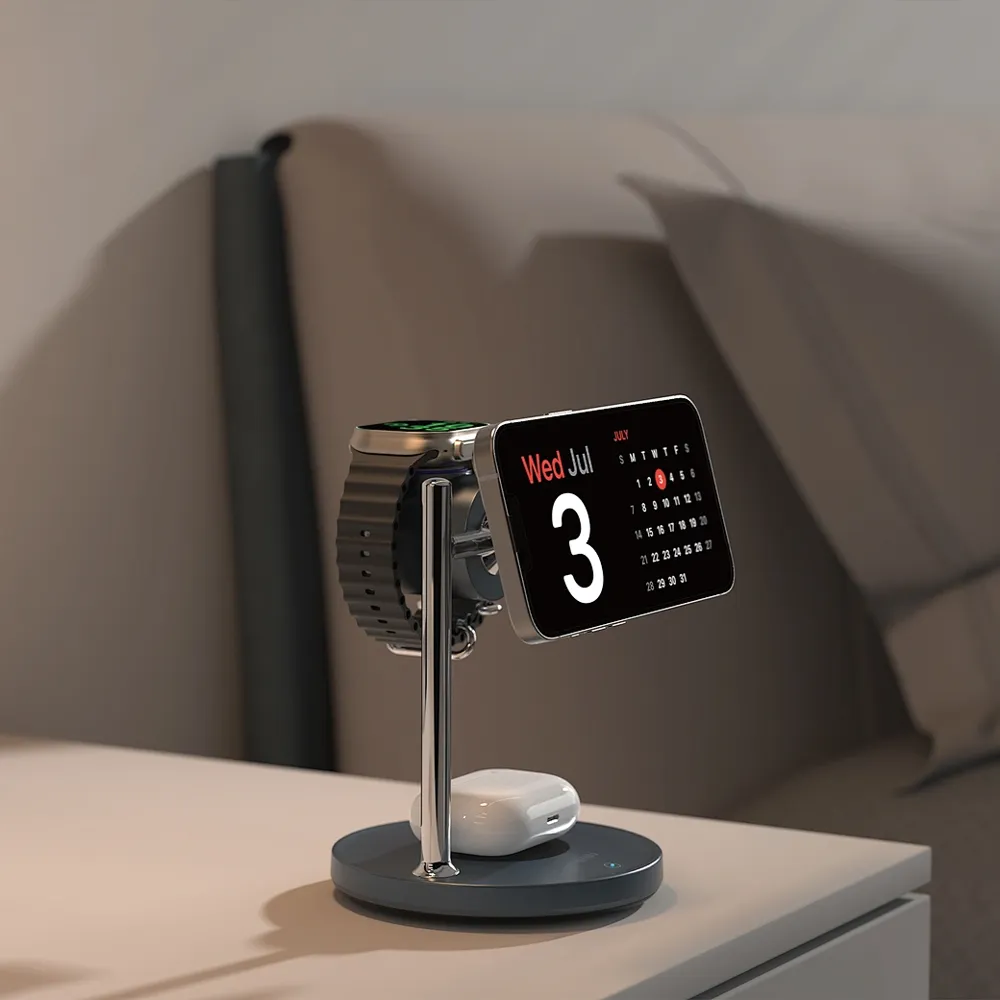 WiWU Qi2 3 in 1 25W Space Station Air-cooled Magnetic Wireless Charger