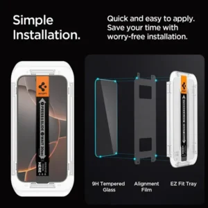 Spigen iPhone 16 Pro Max - 17 Pro Max Glas.tR EZ Fit HD Screen Protector – 2 Pack
