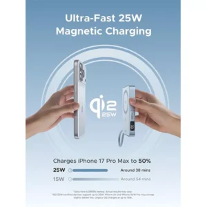 UGREEN PB773 10000mAh 25W Qi2 Magflow Magnetic Wireless Power Bank - Image 3