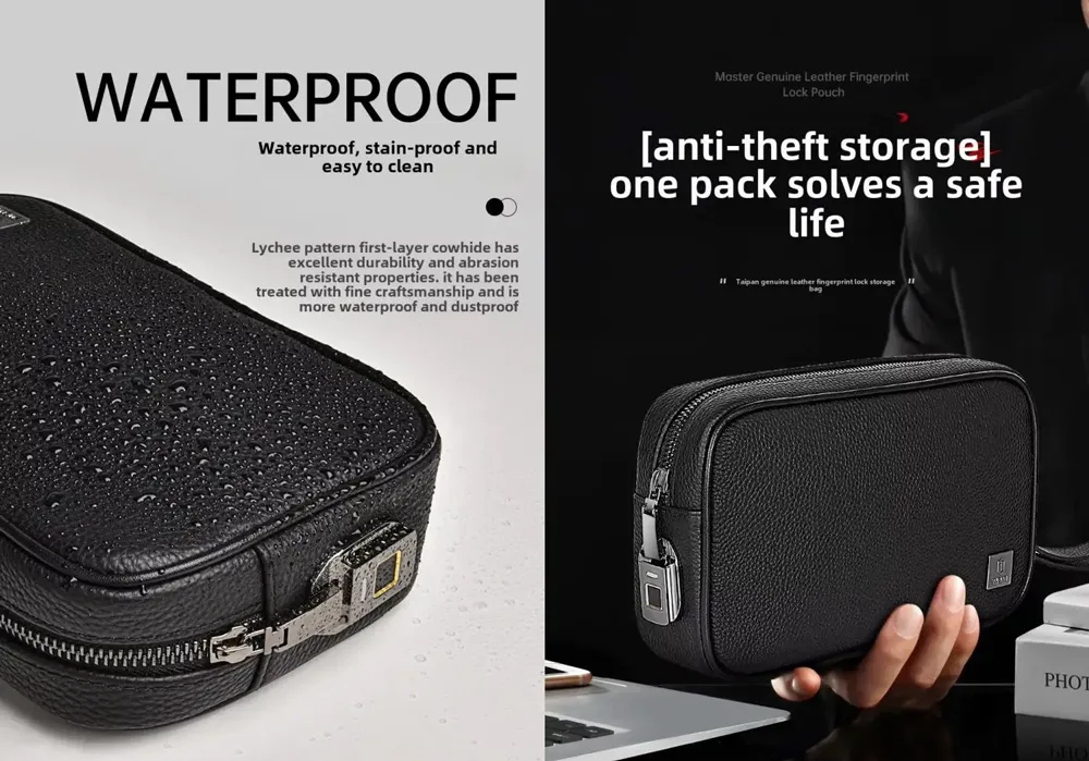 WiWU Master Genuine Leather Fingerprint Lock Pouch