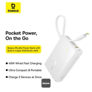 Baseus PicoGo 10000mAh 45W Power Bank with Built-in USB-C Cable