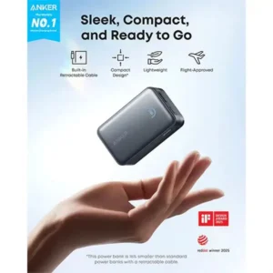 Anker Nano 10000mAh 45W Power Bank with Built-In Retractable USB-C Cable