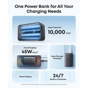 Anker Nano 10000mAh 45W Power Bank with Built-In Retractable USB-C Cable