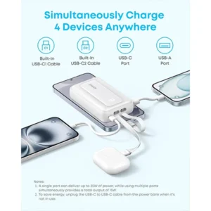 Anker Zolo Power Bank 20K 45W Built-In Dual USB-C Cable (A110M)